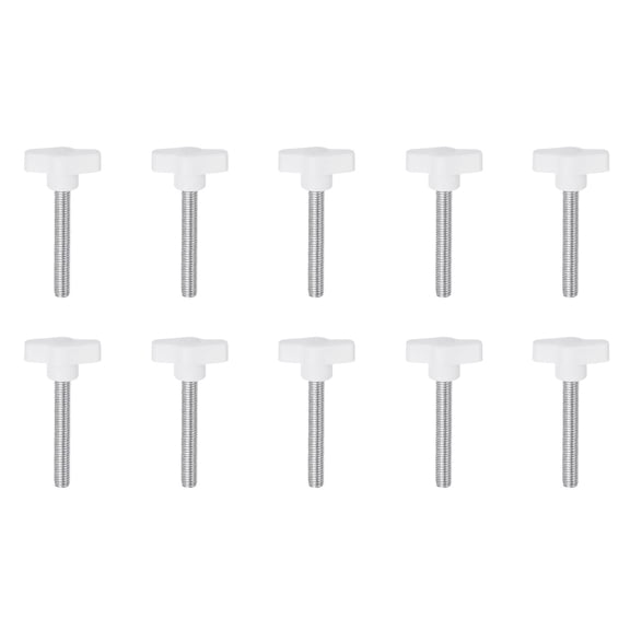 Uxcell 10 Pieces Wing Knobs M8 x 50mm Tee Stud Knob Thumb Screw Hand Clamping Handle White