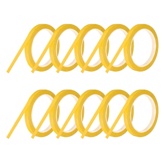 Uxcell 10 Rolls Whiteboard Tape Graphic Chart Tape 10mm 54.7 Yard Art Tape Thin Self-Adhesive Pinstripe Tape Masking Tape, Yellow