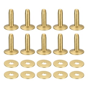 Uxcell 10 Set 10x3.3x14mm Solid Brass Rivets and Burrs Leather Fastener, Gold Tone