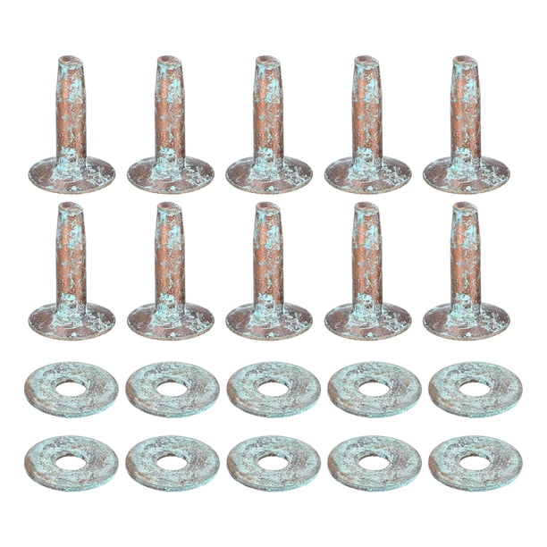 Uxcell 10-Set Copper Rivets & Burrs – 12mm X 4mm X 14mm Solid Leather Rivet Fasteners For DIY Crafts, Belts, Bags & Keychains (Copper Tone)