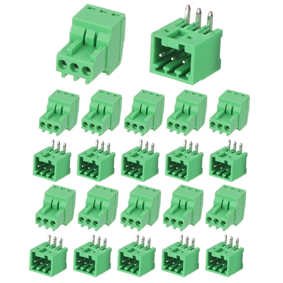 Uxcell 10 Set 3 Pin 2.54mm Pitch 125V 4A PCB Mount Screw Terminal Block Connector, Right Angle Pluggable Plug for DIY Electronics Audio Power Modules Cable