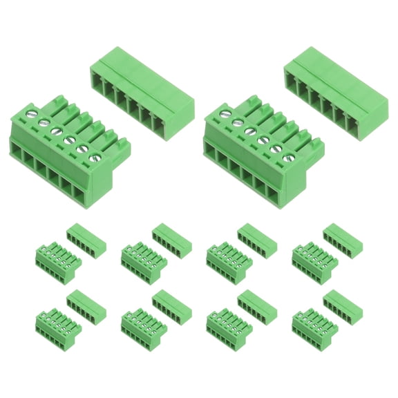 Uxcell 10 Set 6 Pin 3.81mm Pitch PCB Mount Screw Terminal Block Connector, Right Angle Pluggable Phoenix Plug for DIY Electronics Audio Power Modules 26-16AWG Cable