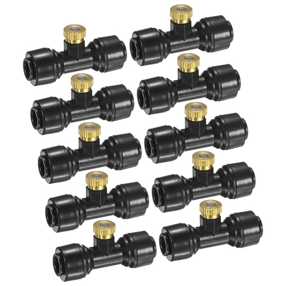 Uxcell 10-Set Brass Misting Nozzles Tees, 0.016inch/0.4mm Orifice Heavy Duty 10/24 UNC Screw Thread Misting Nozzle Plug