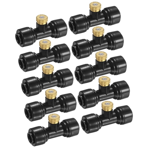 Uxcell 10-Set Brass Misting Nozzles Tees, 0.024inch/0.6mm Orifice Heavy Duty 10/24 UNC Screw Thread Misting Nozzle Plug