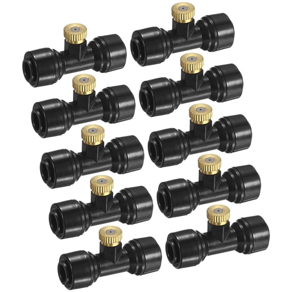 Uxcell 10-Set Brass Misting Nozzles Tees, 0.028inch/0.7mm Orifice Heavy Duty 10/24 UNC Screw Thread Misting Nozzle Plug
