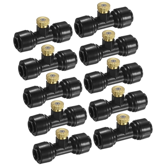 Uxcell 10-Set Brass Misting Nozzles Tees, 0.031inch/0.8mm Orifice Heavy Duty 10/24 UNC Screw Thread Misting Nozzle Plug