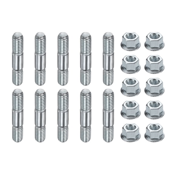 Uxcell 10-Set Chainsaw Guide Bar Studs and Bar Nuts M8 x 1.25 Thread Manganese Steel Double End Bar Studs