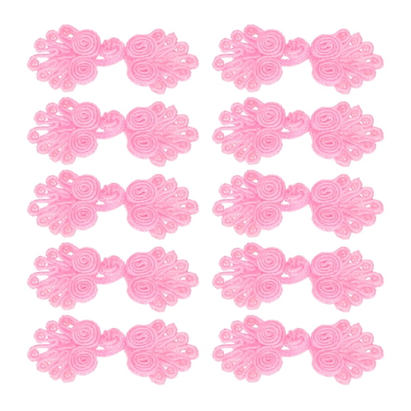 Uxcell 10 Set Chinese Closure Buttons Chinese Knots Frog Buttons Handmade Sewing Fasteners, Dark Pink