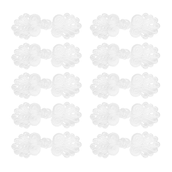 Uxcell 10 Set Chinese Closure Buttons Chinese Knots Frog Buttons Handmade Sewing Fasteners, White