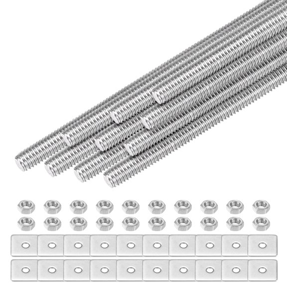 Uxcell 10-Set Fully Threaded Rod, M3x85mm 304 Stainless Steel Right Hand Thread Bar Studs with Nuts and Washers