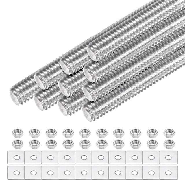 Uxcell 10-Set Fully Threaded Rod, M4x30mm 304 Stainless Steel Right ...