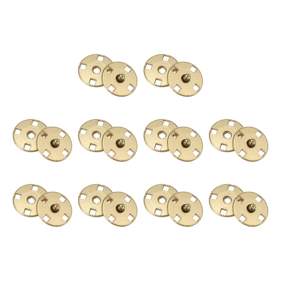 Uxcell 10 Sets Sewing Snap Buttons, 12mm Invisible Press Studs Buttons Sew-on Metal Snap Fasteners Zinc Alloy, Light Gold