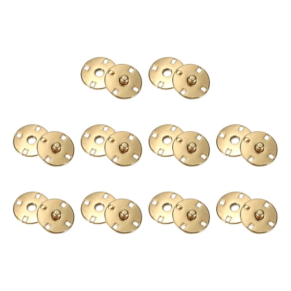 Uxcell 10 Sets Sewing Snap Buttons, 15mm Invisible Press Studs Buttons Sew-on Metal Snap Fasteners Zinc Alloy, Gold
