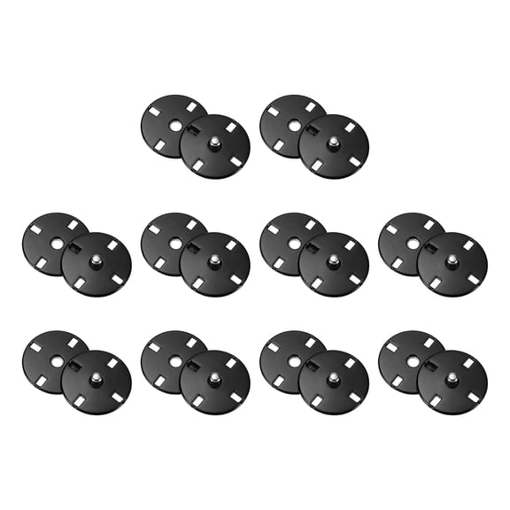 Uxcell 10 Sets Sewing Snap Buttons, 21mm Invisible Press Studs Buttons Sew-on Metal Snap Fasteners Zinc Alloy, Black