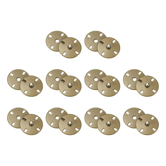 Uxcell 10 Sets Sewing Snap Buttons, 21mm Invisible Press Studs Buttons Sew-on Metal Snap Fasteners Zinc Alloy, Camel