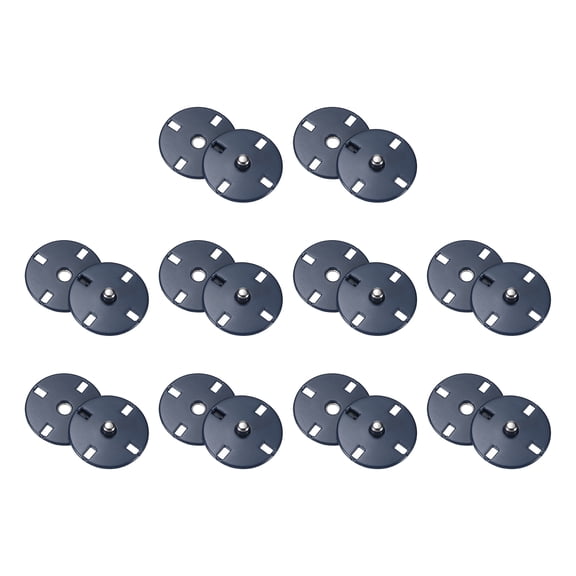 Uxcell 10 Sets Sewing Snap Buttons, 21mm Invisible Press Studs Buttons Sew-on Metal Snap Fasteners Zinc Alloy, Navy