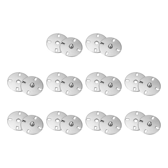 Uxcell 10 Sets Sewing Snap Buttons, 21mm Invisible Press Studs Buttons Sew-on Metal Snap Fasteners Zinc Alloy, Silver