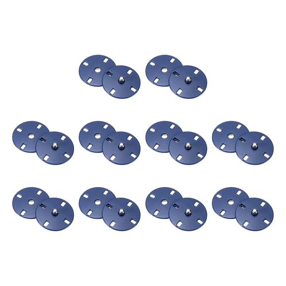 Uxcell 10 Sets Sewing Snap Buttons, 23mm Invisible Press Studs Buttons Sew-on Metal Snap Fasteners Zinc Alloy, Blue