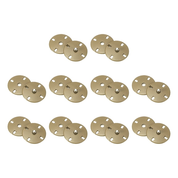 Uxcell 10 Sets Sewing Snap Buttons, 23mm Invisible Press Studs Buttons Sew-on Metal Snap Fasteners Zinc Alloy, Camel