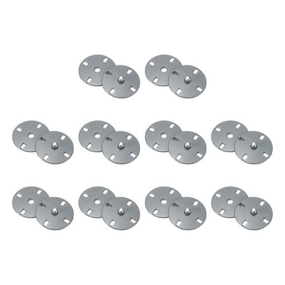 Uxcell 10 Sets Sewing Snap Buttons, 23mm Invisible Press Studs Buttons Sew-on Metal Snap Fasteners Zinc Alloy, Gray
