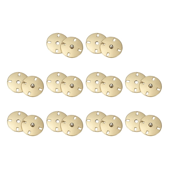 Uxcell 10 Sets Sewing Snap Buttons, 23mm Invisible Press Studs Buttons Sew-on Metal Snap Fasteners Zinc Alloy, Light Gold