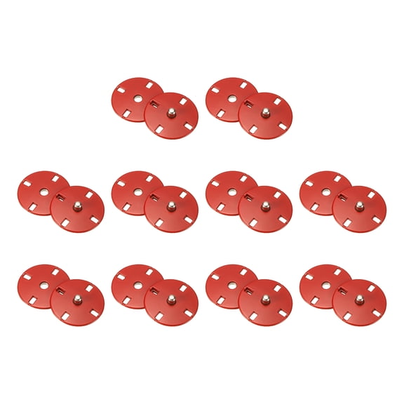 Uxcell 10 Sets Sewing Snap Buttons, 23mm Invisible Press Studs Buttons Sew-on Metal Snap Fasteners Zinc Alloy, Red
