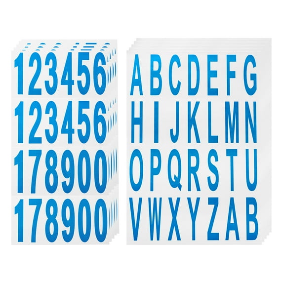 Uxcell 10 Sheets Mailbox Numbers and Letters for Indoor and Outdoor Decal, Blue in White