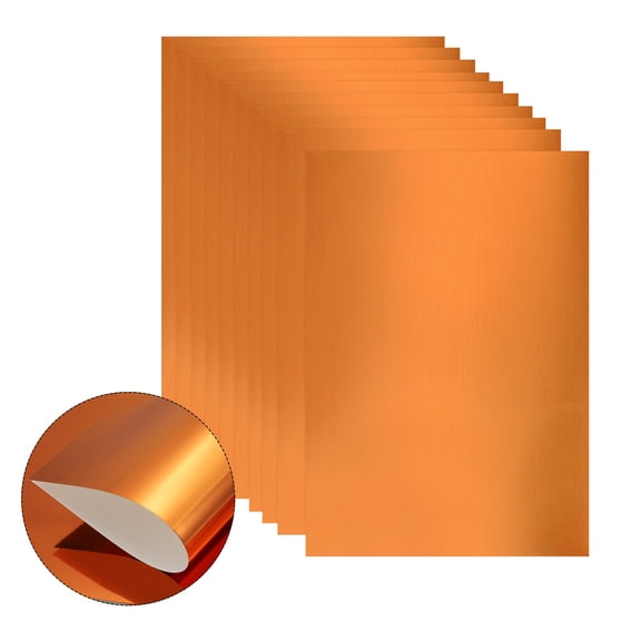 Uxcell 10 Sheets Metallic Foil Paper, A4 Thick 250gsm Cardstock Foil 8.3" x 11.7" Shiny Mirror Glitter Paper Sheets for Crafts Scrapbooks Cards Party Decorations, Orange