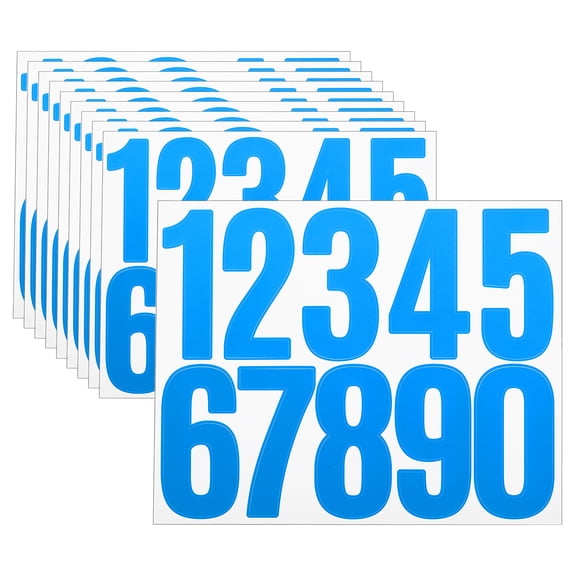 Uxcell 10 Sheets Vinyl House Numbers 3 Inch Self-Adhesive Number Stickers, Blue