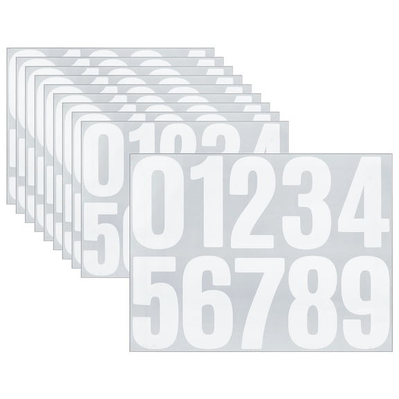 Uxcell 10 Sheets Vinyl House Numbers 4 Inch Self-Adhesive Number Stickers, White