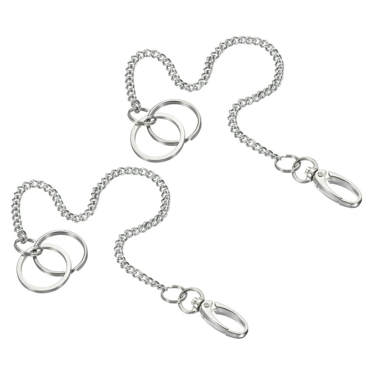 Uxcell 10 Stainless Steel Keychain with Key Ring Hook Clasp Belt Loop  Clip, 2 Pack