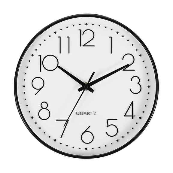 Uxcell 10" Wall Clock Battery Operated Silent Non Ticking Round Clock, White Black