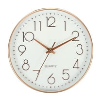 Uxcell 10" Wall Clock Battery Operated Silent Non Ticking Round Clock, White/Rose Gold