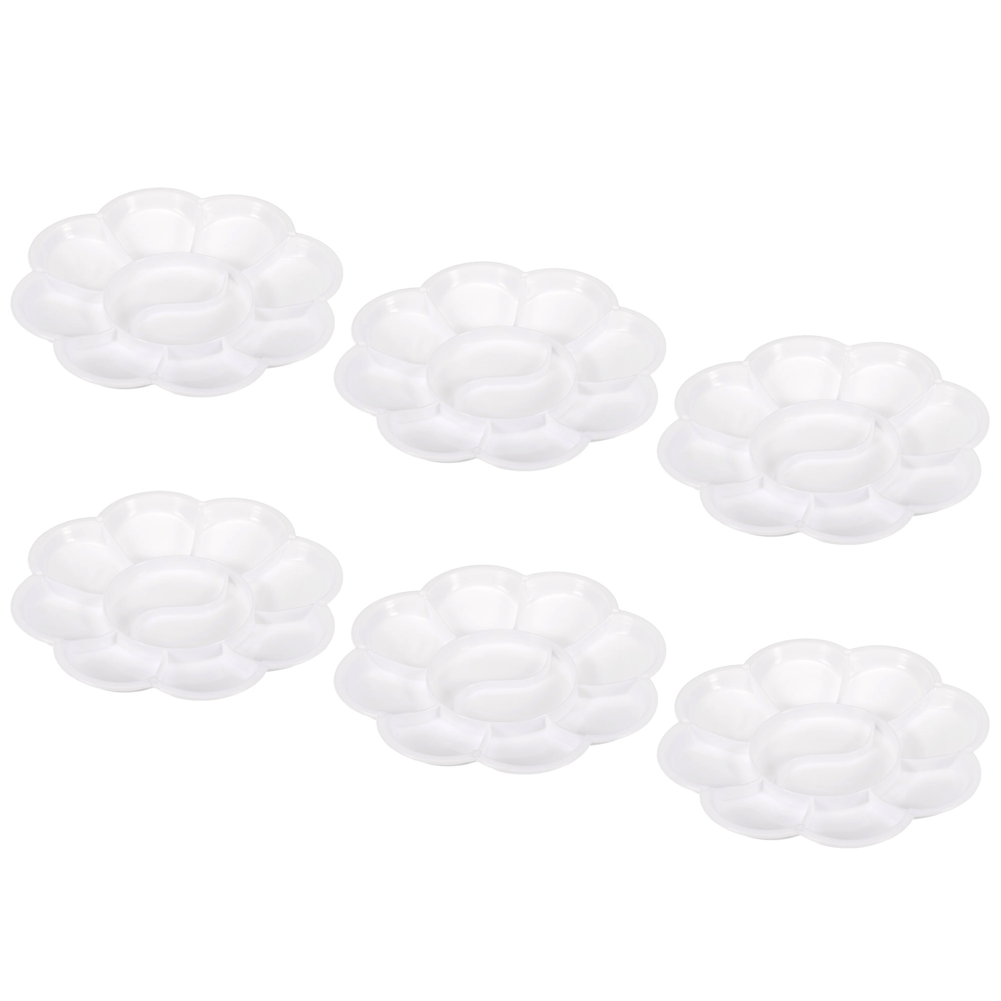 Uxcell 10 Wells 3.3 Paint Tray Palette Painting Pallet Holder Flower Shape  for Art and Craft, White 12 Pack