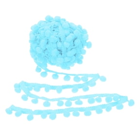 Uxcell 10 Yard x 1 Inch Pom Pom Ball Fringe Trim, Pompoms Trim Ribbon, Blue