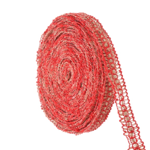 Uxcell 10 Yards 0.6 inch Burlap Ribbon Jute Burlap Lace Craft Ribbon Rustic Ribbon, Red