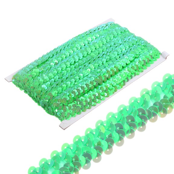 Uxcell 10 Yards 0.8 Inch Elastic Sequins Trim Flat Stretch Sequin Ribbon Strip, Dark Green