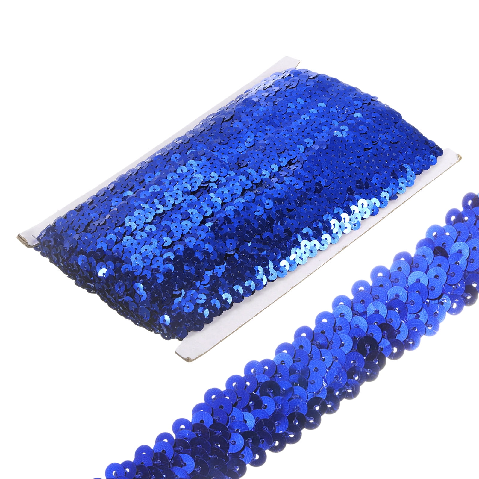 Uxcell 10 Yards 1.2 Inch Elastic Sequins Trim Flat Stretch Sequin Ribbon Strip, Dark Blue