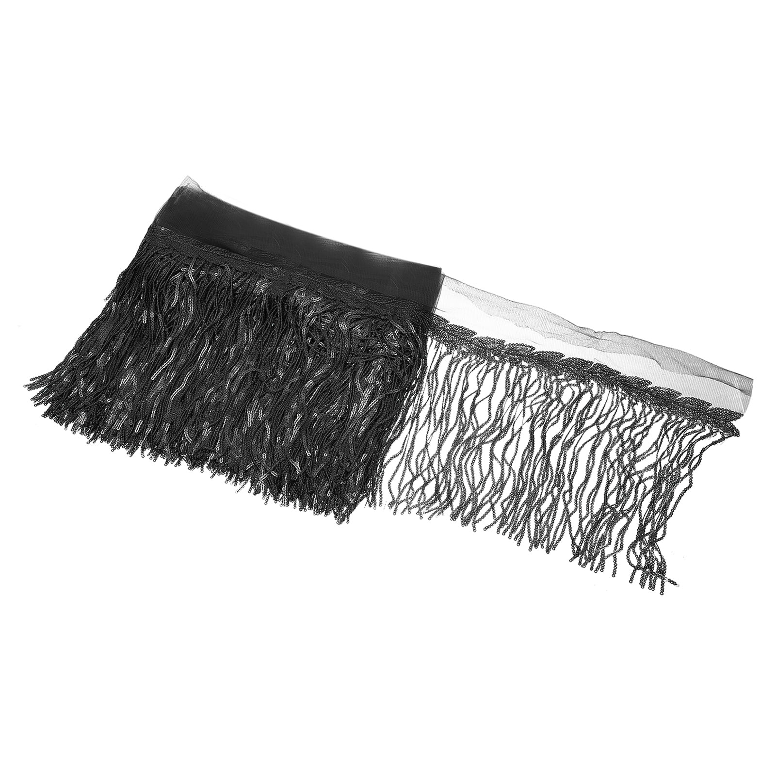 Uxcell 10 Yards 10 Inch Shiny Sequined Tinsel Fringe Trim, Sparkling Spangle Curtain Fringe Paillette Lace Fabric Streamer for DIY Latin Dance Costume Clothing Birthday, Black