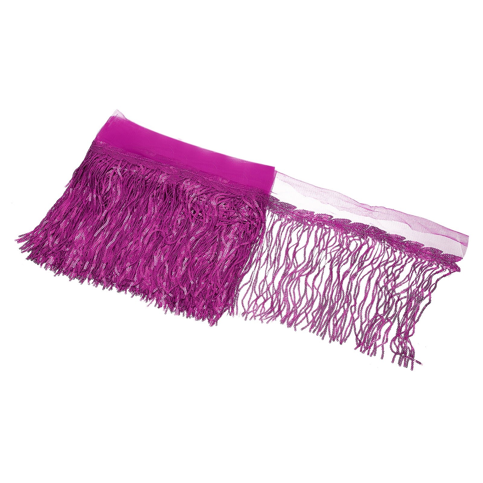 Uxcell 10 Yards 10 Inch Shiny Sequined Tinsel Fringe Trim, Sparkling Spangle Curtain Fringe Paillette Lace Fabric Streamer for DIY Latin Dance Costume Clothing Birthday, Plum Purple