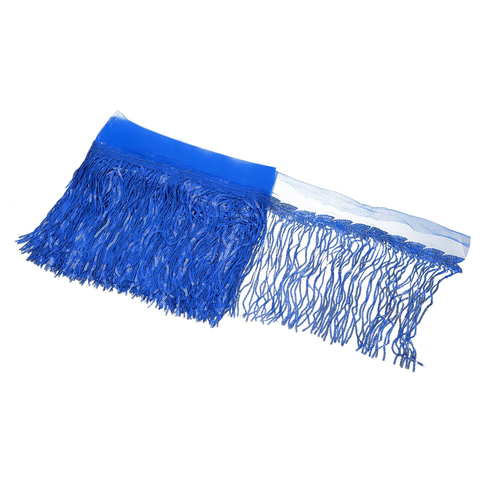 Uxcell 10 Yards 10 Inch Shiny Sequined Tinsel Fringe Trim, Sparkling Spangle Curtain Fringe Paillette Lace Fabric Streamer for DIY Latin Dance Costume Clothing Birthday, Dark Blue