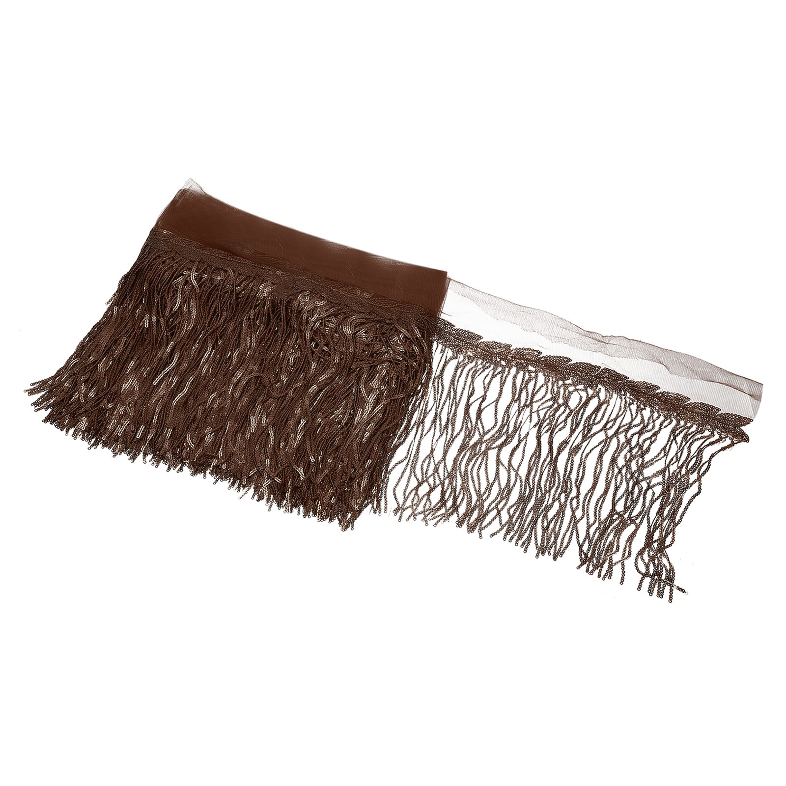 Uxcell 10 Yards 10 Inch Shiny Sequined Tinsel Fringe Trim, Sparkling Spangle Curtain Fringe Paillette Lace Fabric Streamer for DIY Latin Dance Costume Clothing Birthday, Coffee Color