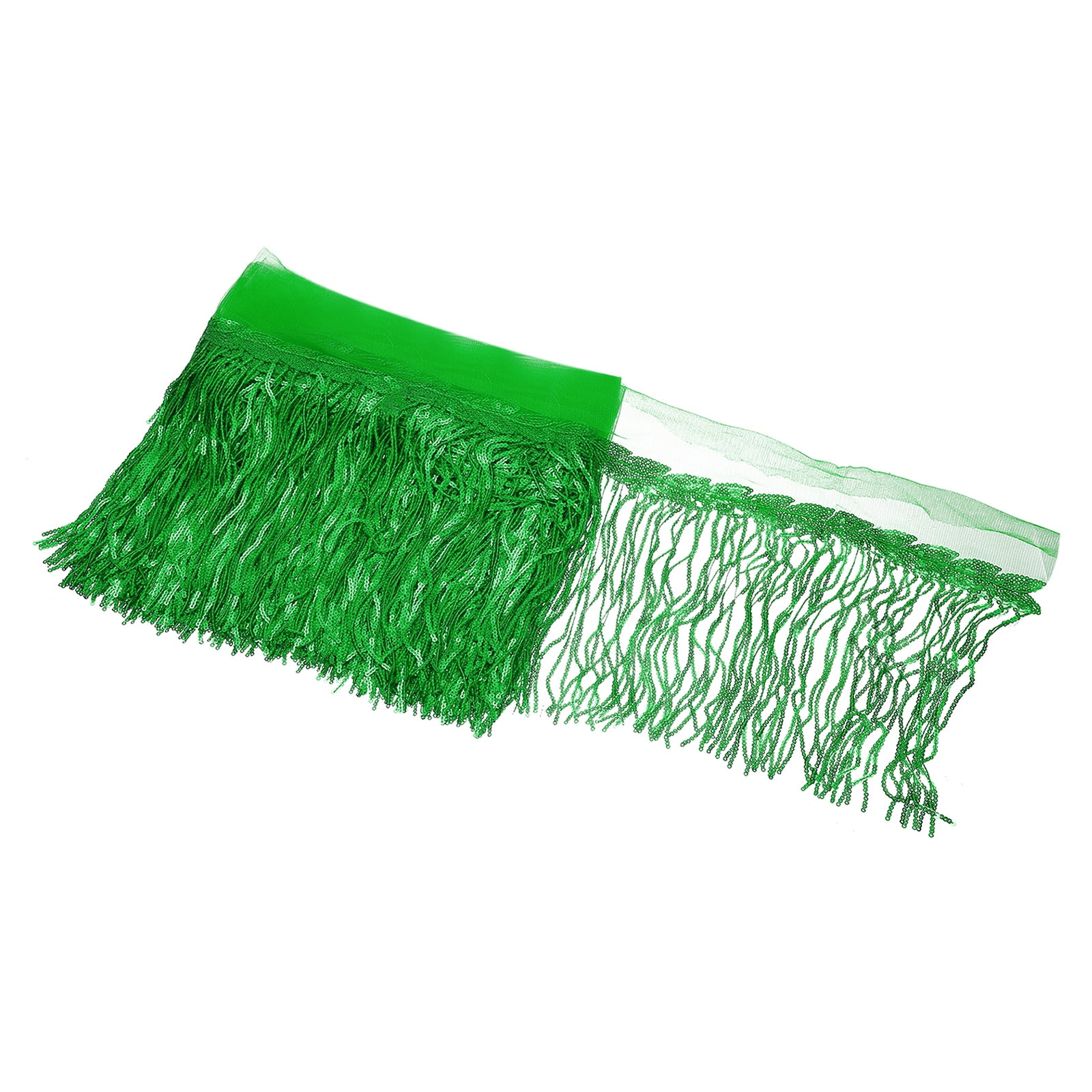 Uxcell 10 Yards 10 Inch Shiny Sequined Tinsel Fringe Trim, Sparkling Spangle Curtain Fringe Paillette Lace Fabric Streamer for DIY Latin Dance Costume Clothing Birthday, Green