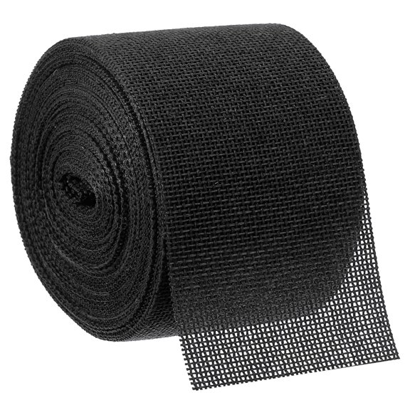 Uxcell 10 Yards 2.4 inch Burlap Ribbon Jute Burlap Wired Ribbon Rustic Ribbon, Black
