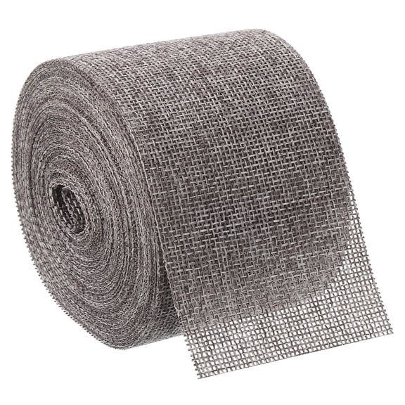 Uxcell 10 Yards 2.4 inch Burlap Ribbon Jute Burlap Wired Ribbon Rustic Ribbon, Gray