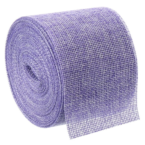 Uxcell 10 Yards 2.4 inch Burlap Ribbon Jute Burlap Wired Ribbon Rustic Ribbon, Purple