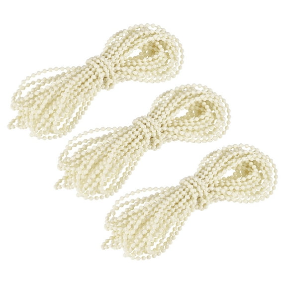 Uxcell 10 Yards Blinds Beaded Chain 3 Pack Roller Shades for Window Repair Parts, Beige