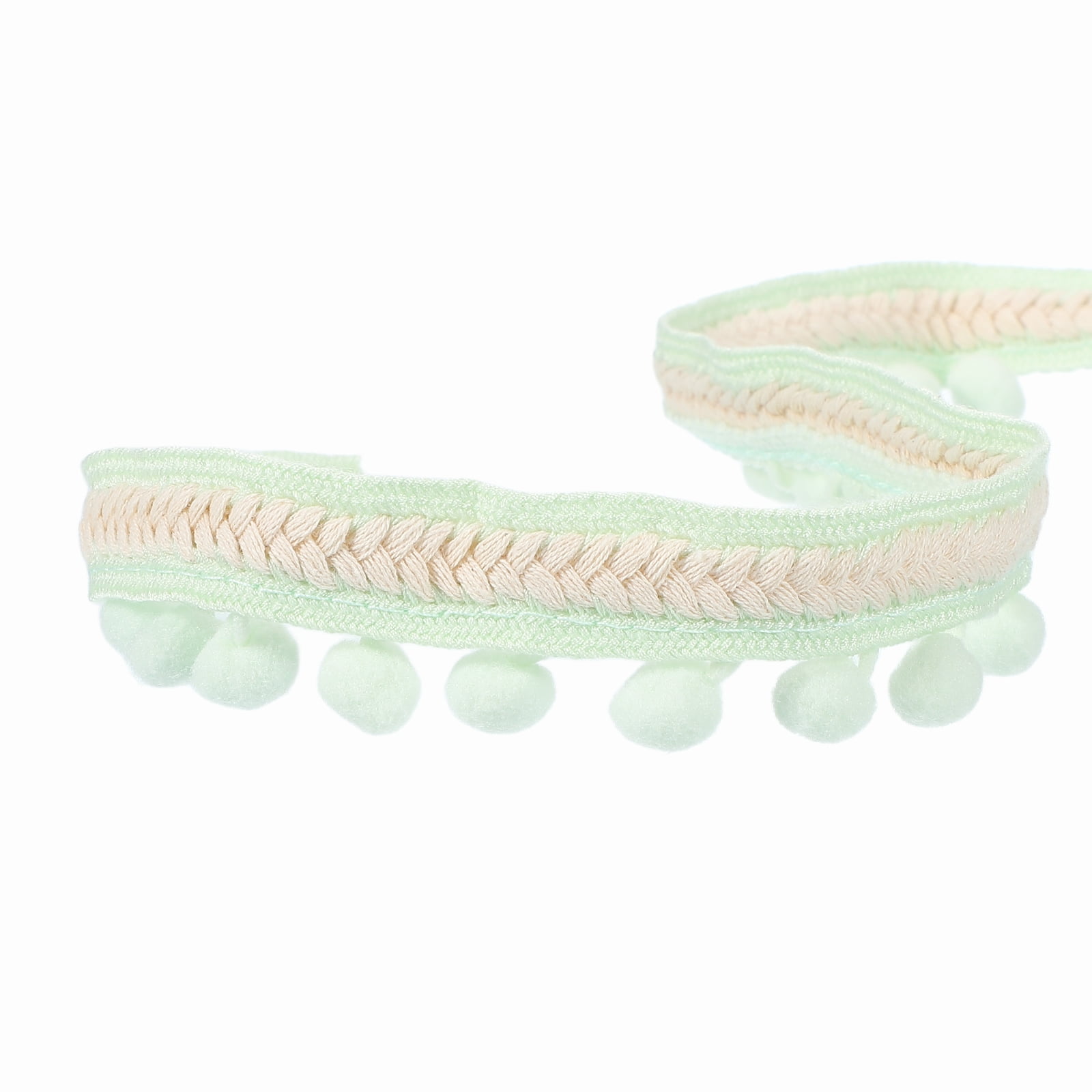 Uxcell 10 Yards Embroidered Pom Pom Ribbon, Fabric Trim Fringe Pom Pom Crafts Tassel Lace for Sewing DIY Clothing Bag Bedding Pillow Curtain Decoration, Blue Green