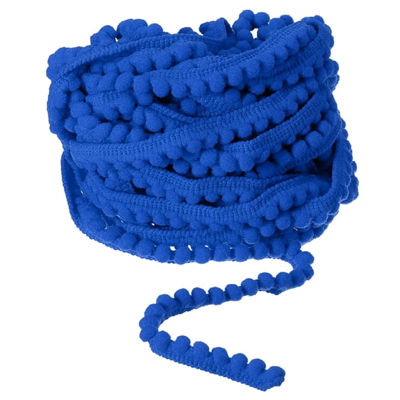 Uxcell 10 Yards Pom Pom Ball Fringe Trim Ribbon Sewing Accessory DIY Crafts, 5mm Blue