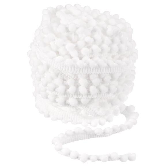Uxcell 10 Yards Pom Pom Ball Fringe Trim Ribbon Sewing Accessory DIY Crafts, 5mm White